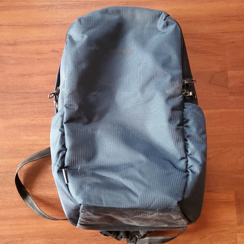PacSafe anti-theft backpack, navy blue